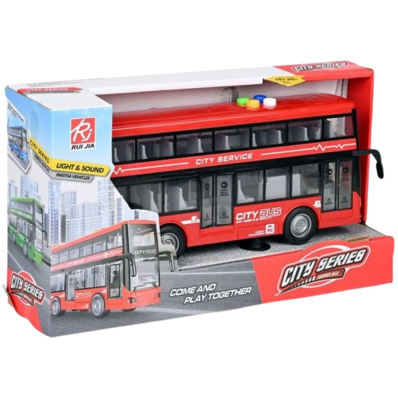 Matrin Toys Friction 1:16 Φως & Ήχος Διώροφο Λεωφορείο 27cm Με Φώτα & Ήχους Κόκκινο