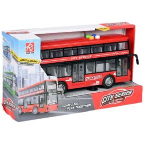 Matrin Toys Friction 1:16 Φως & Ήχος Διώροφο Λεωφορείο 27cm Με Φώτα & Ήχους Κόκκινο