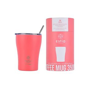 Estia Coffee Mug Ποτήρι Θερμός Ανοξείδωτο BPA Free 350ml Fusion Coral με Καλαμάκι 01-12199