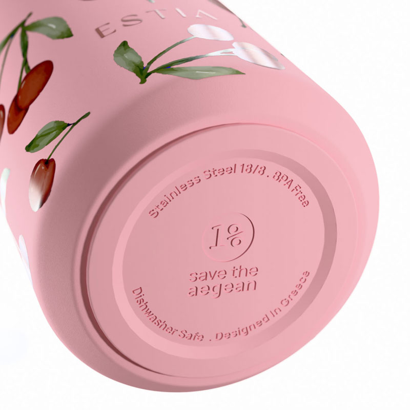 Estia Θερμός Ανοξείδωτο Flow Cherry Rose Ανακυκλώσιμο Μπουκάλι BPA Free 500ml 01-41991