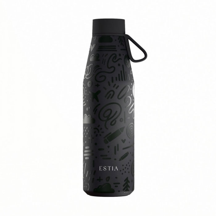 Estia Θερμός Ανοξείδωτο Flow Noir Echo Ανακυκλώσιμο Μπουκάλι BPA Free 500ml 01-42059