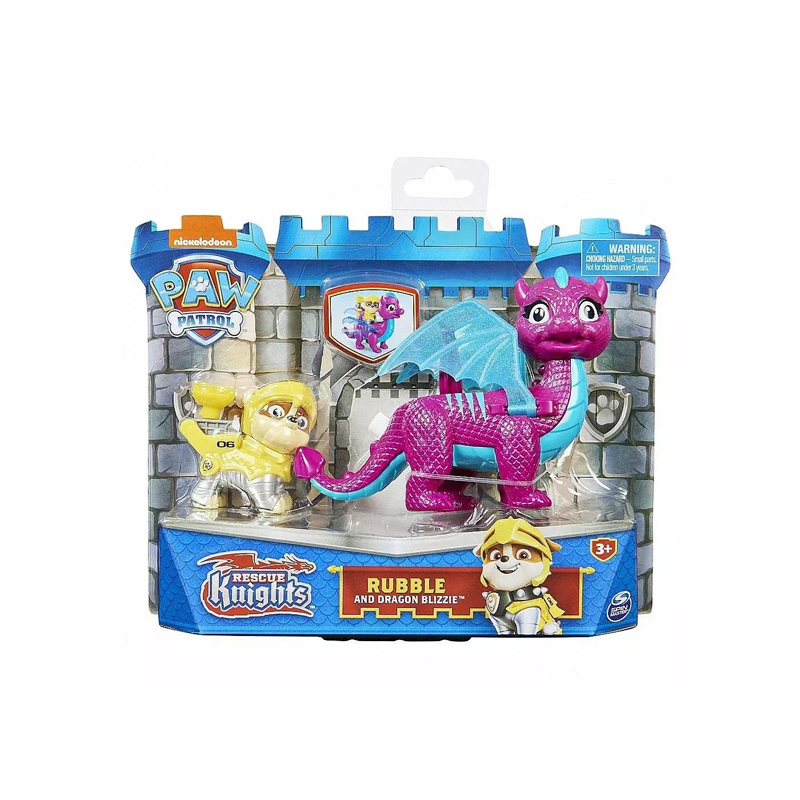 Spin Master Paw Patrol Rescue Knights Φιγούρα Rubble 7cm Με Δράκο 20135265