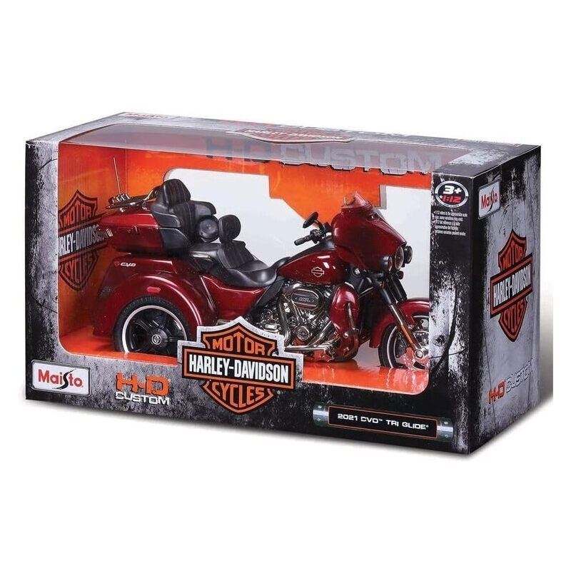 Maisto Μηχανή 1:12 2021 CVO Tri Glide Dark Red Metallic H-D Custom Series 32337