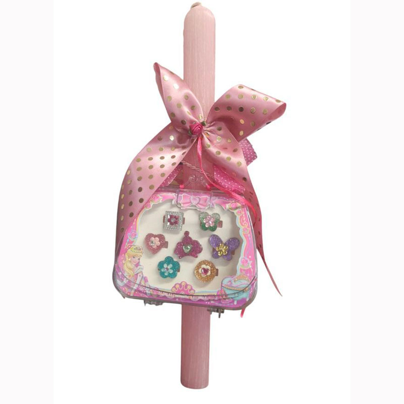 Χειροποίητη Λαμπάδα Τσαντάκι με Δαχτυλίδια 34478-20