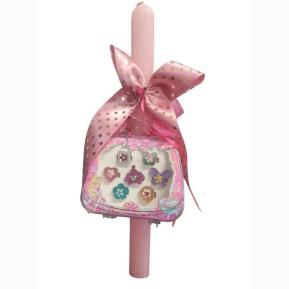 Χειροποίητη Λαμπάδα Τσαντάκι με Δαχτυλίδια 34478-20