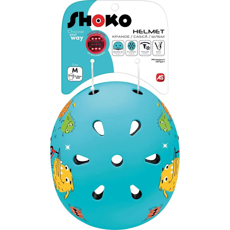 Shoko Παιδικό Κράνος για Πατίνι με Φως Minty Monsters Medium (51-54cm) 5004-50536