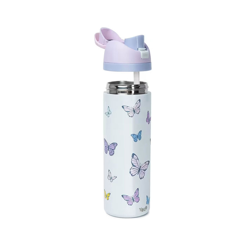 Yolo Μεταλλικό Θερμός 2 σε 1 700ml - Butterflies 90593