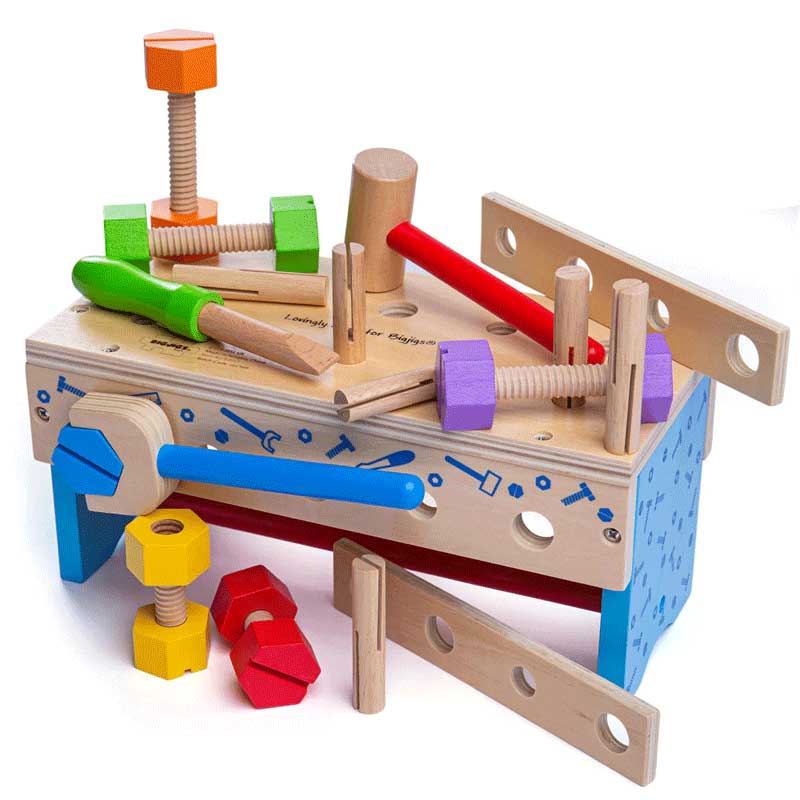 Bigjigs Toys Μίνι Πάγκος Εργασίας-Εργαλειοθήκη με Εργαλεία BJ687