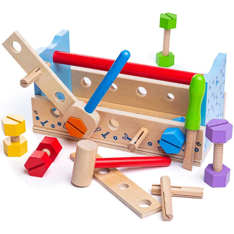 Bigjigs Toys Μίνι Πάγκος Εργασίας-Εργαλειοθήκη με Εργαλεία BJ687