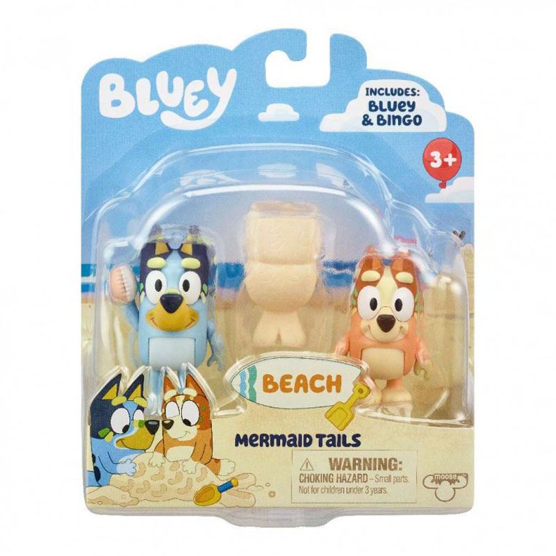 Giochi Preziosi Bluey Φιγούρες 6cm 2 Pack Παραλία - Mermaid Tails