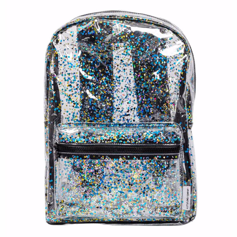 Little Lovely Company Διάφανη τσάντα πλάτης Μαύρη Glitter BPGLPI25