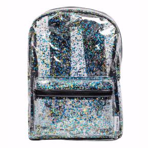 Little Lovely Company Διάφανη τσάντα πλάτης Μαύρη Glitter BPGLPI25
