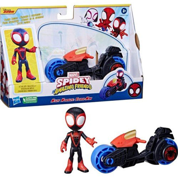 Hasbro Marvel Spidey And His Amazing Friends Miles "Spin" Morales 10cm With Motorcycle