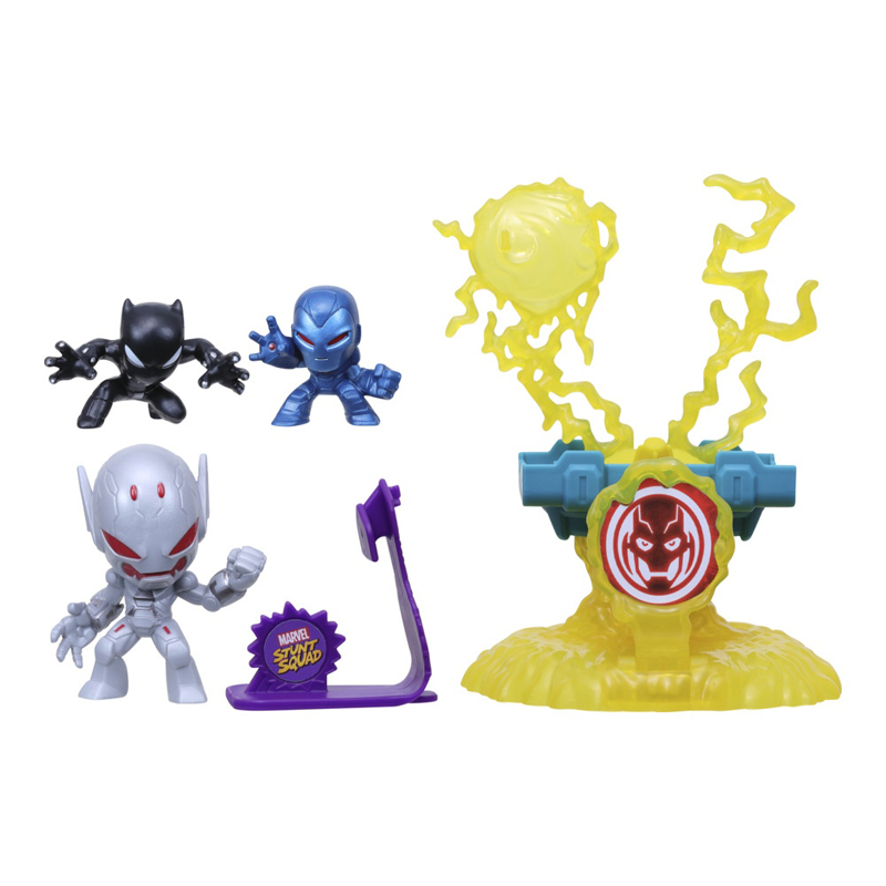 Hasbro Marvel Stunt Squad Villain Knockdown Playset Black Panther & Iron Man vs Ultron