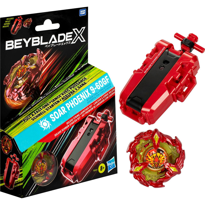 Hasbro Beyblade X Soar Phoenix 9-60GF Deluxe String Launcher Set with Right-Spinning Top Toy F9324