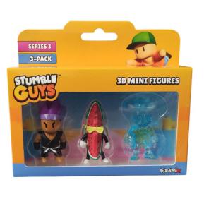 Just Toys Stumble Guys  Series 3 3D Mini Figures 3 Dark Firefist/Watermelon Guy/Capt Diamondheart