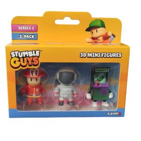 Just Toys Stumble Guys  Series 3 3D Mini Figures 3 Pack Fireman Torch/Astronaut/Stumble Invaders