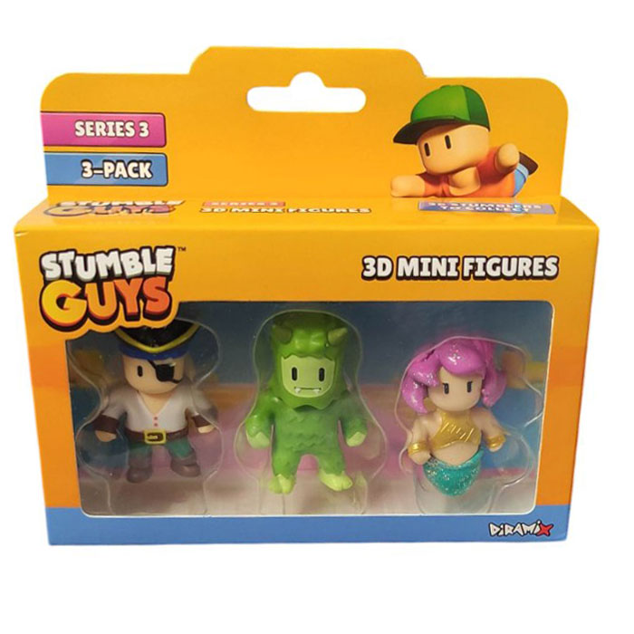 Just Toys Stumble Guys  Series 3 3D Mini Figures 3 Pack Pirate Seadog/Swamp Troll/Sereia