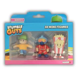 Just Toys Stumble Guys Series 4 3D Mini Figures 3 Pack Mr. Stumble, Bogey & Pop Corn
