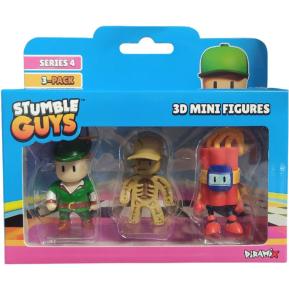 Just Toys Stumble Guys Series 4 3D Mini Figures 3 Pack Green Hood, Fossil Guy & Nitro Mcboomyson