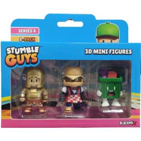 Just Toys Stumble Guys Series 4 3D Mini Figures 3 Pack Maximus, Burger Baxter & Hot Trash