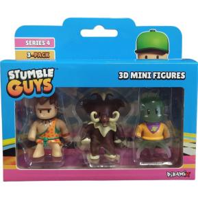 Just Toys Stumble Guys Series 4 3D Mini Figures 3 Pack Cave Guy, Wooly & Zarkaan The Destroyer