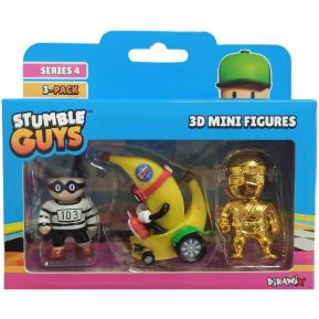 Just Toys Stumble Guys Series 4 3D Mini Figures 3 Pack Inmate 613, Peel Out & Golden Sensei