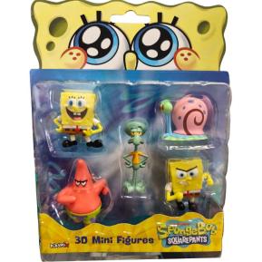 Just Toys SpongeBob Movie 3D Μίνι Φιγούρες SpongeBob 5τμχ-SpongeBob,Gary,Squidward,Patrik,SpongeBob
