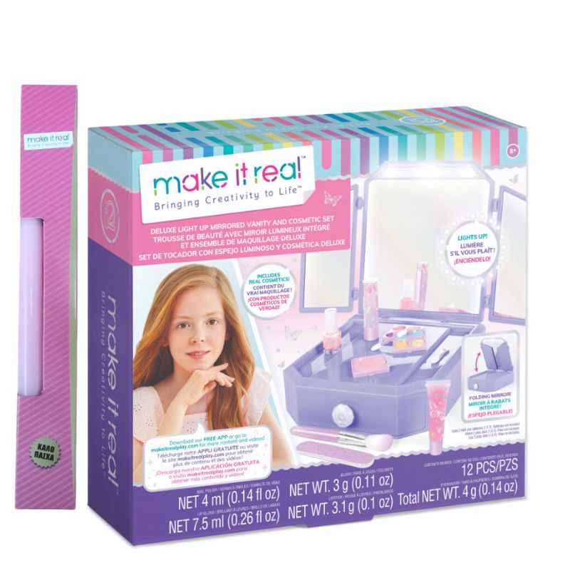 Λαμπάδα Make It Real Deluxe Light Up Mirrored Vanity and Cosmetic set 2532