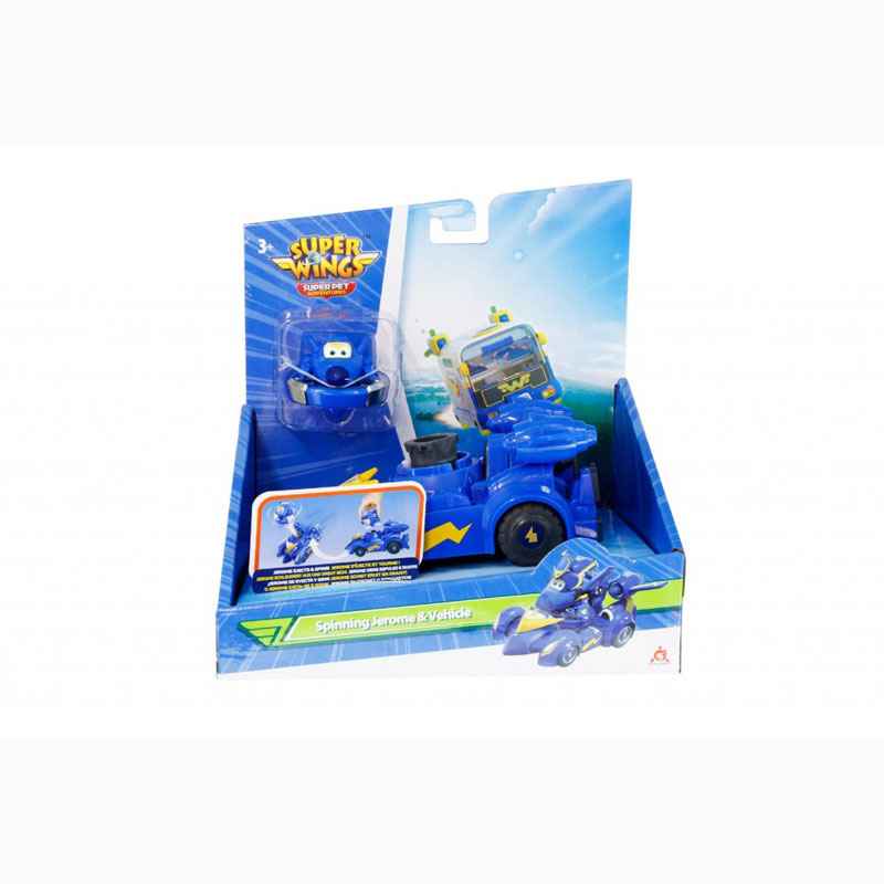 Just Toys Super Wings Super Pet Free Wheel Vehicle - Spinning Jerome & Vehicle