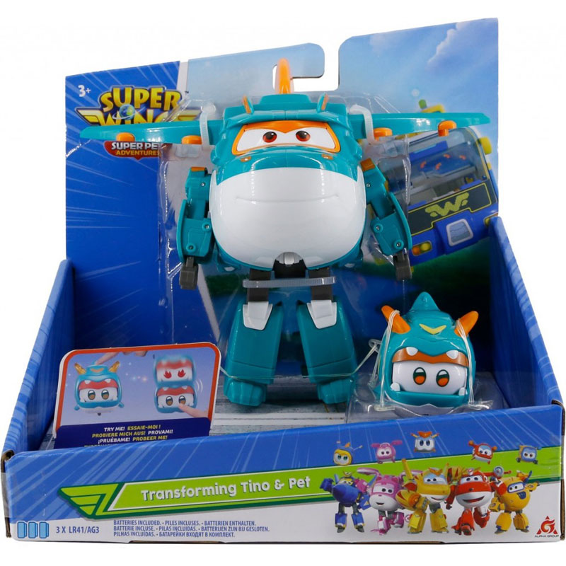 Just Toys Super Wings Super Pet Transforming Tino & Super Pet Tino