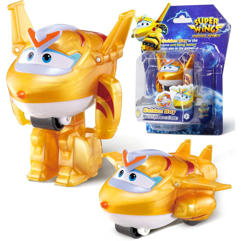 Just Toys Super Wings Electric Heroes Transform A Bot 2-in-1 Golden Boy 6cm