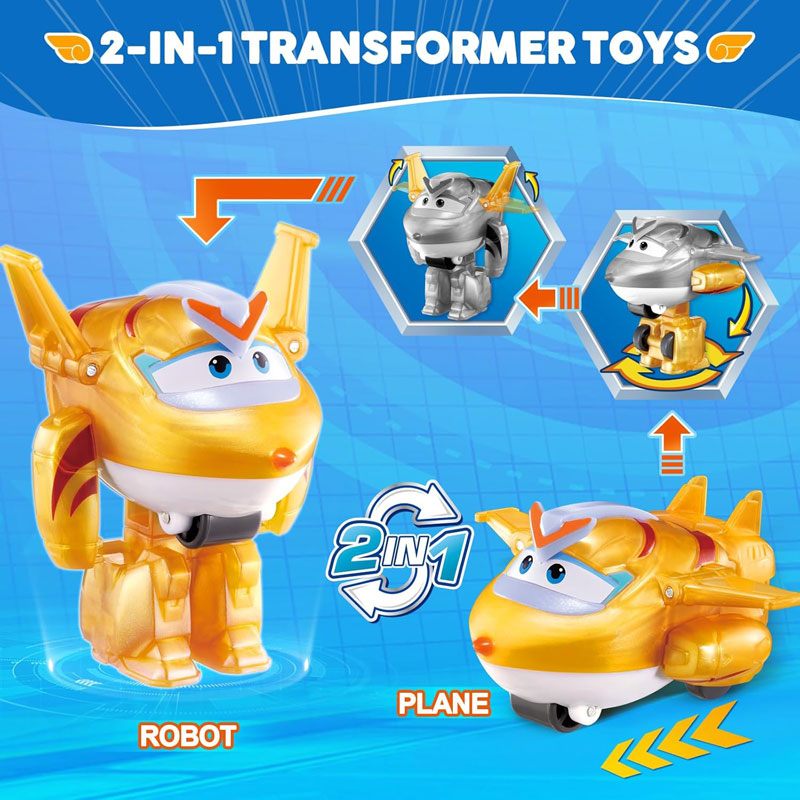 Just Toys Super Wings Electric Heroes Transform A Bot 2-in-1 Golden Boy 6cm