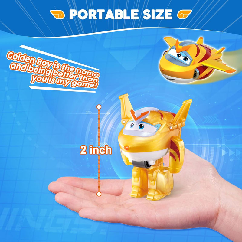 Just Toys Super Wings Electric Heroes Transform A Bot 2-in-1 Golden Boy 6cm