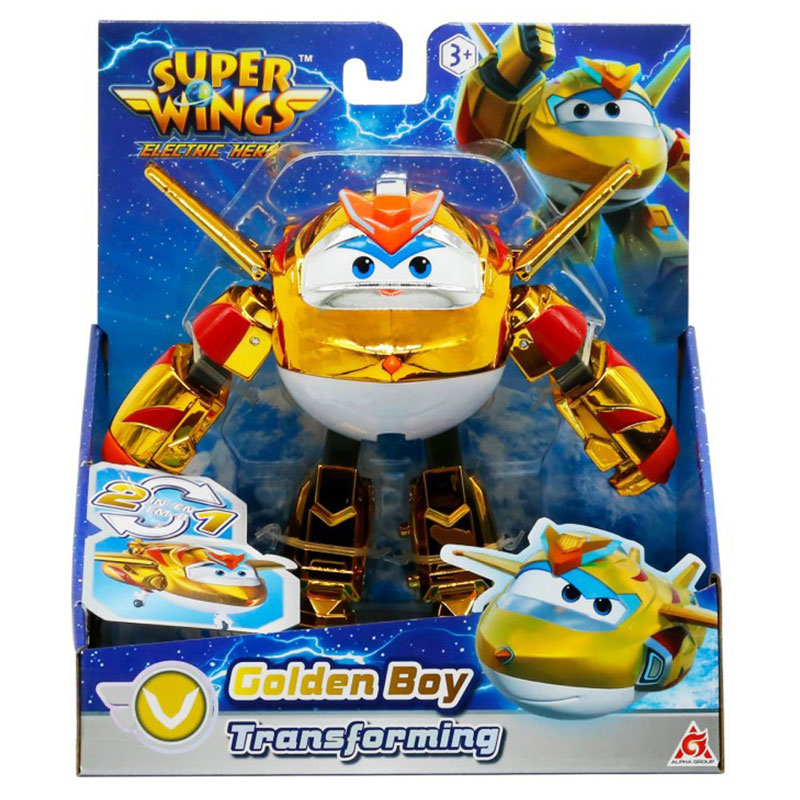 Just Toys Super Wings Electric Heroes Transforming Golden Boy 15cm