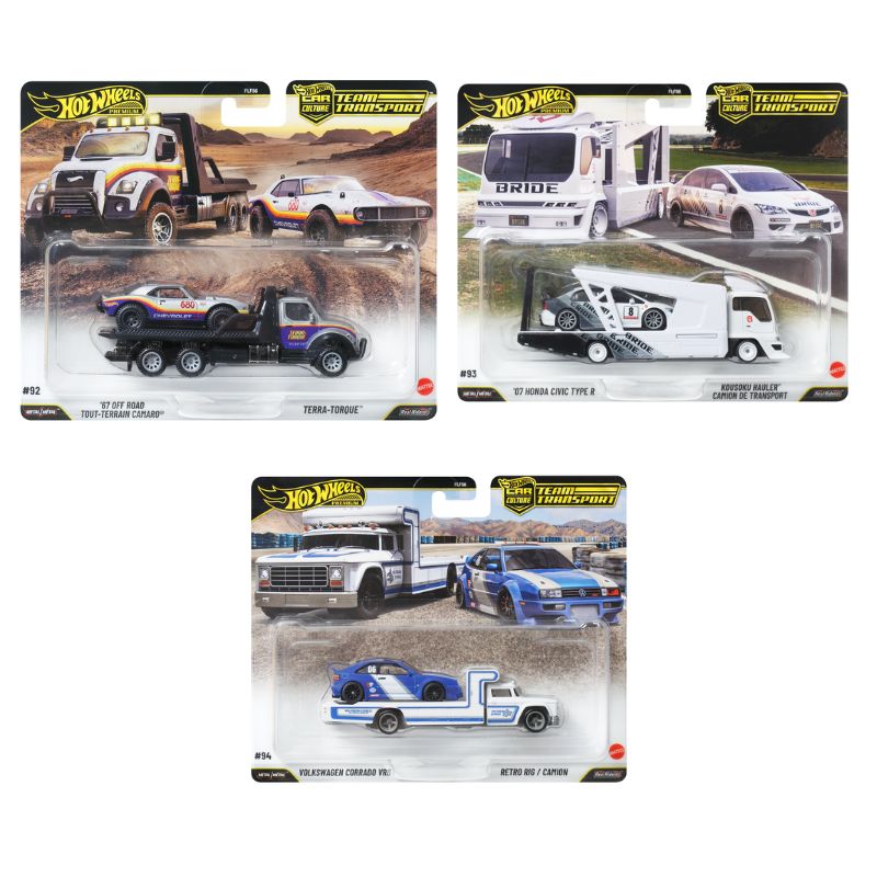Mattel Hot Wheels Premium Νταλίκες με Αυτοκινητάκια Σετ των 3 (#92 #93 #94)
