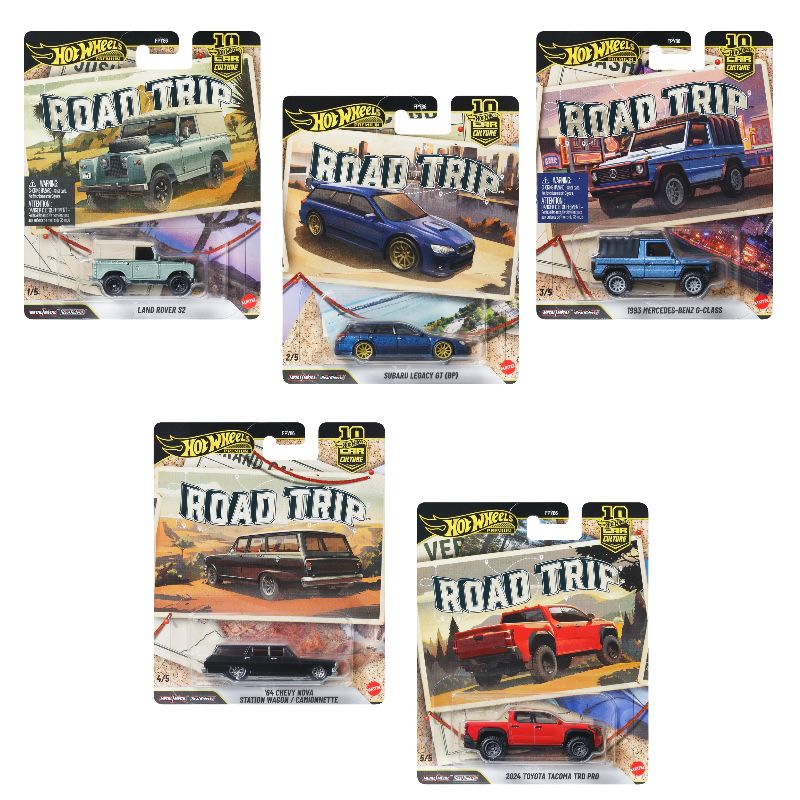 Mattel Hot Wheels Αυτοκινητάκια - Συλλεκτικά Road Trip Σετ των 5 (1-5)