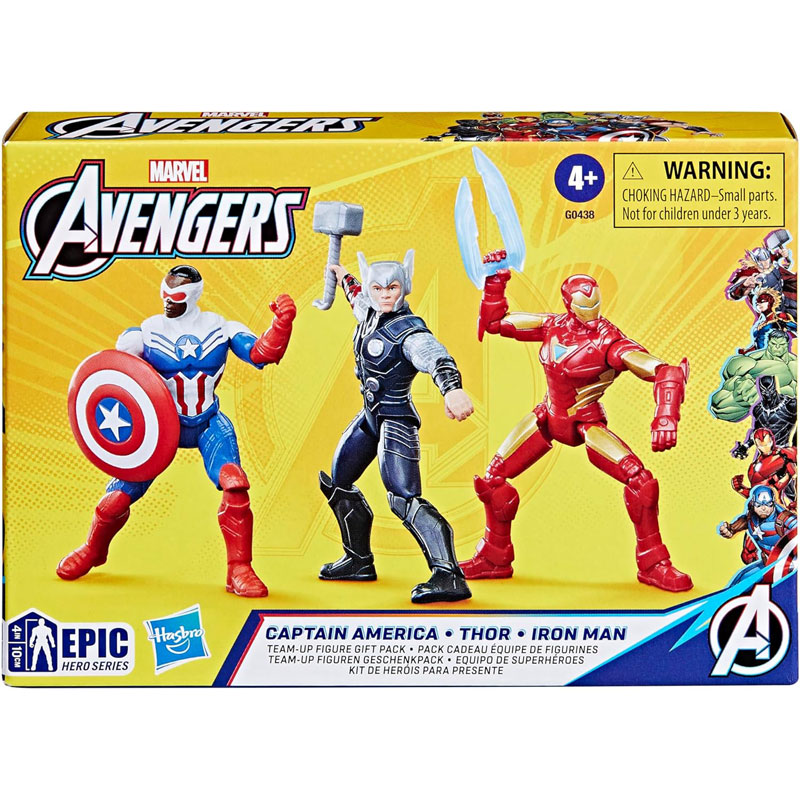 Hasbro Marvel Avengers Epic Hero Series Team-Up Gift Pack Captain America-Thor-Iron Man 10cm G0438