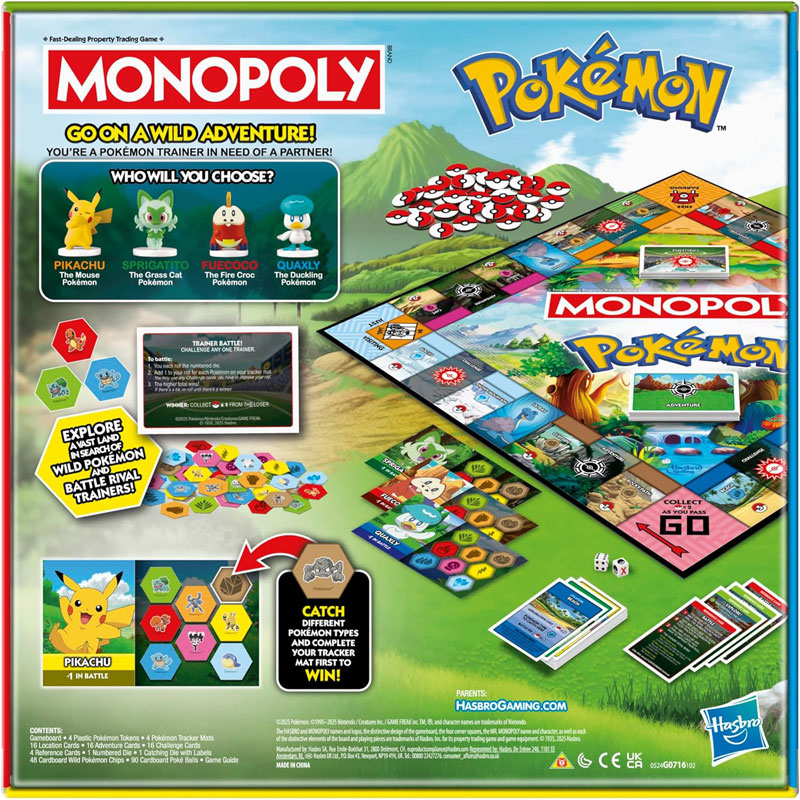 Monopoly Pokémon Edition Board Game G0716