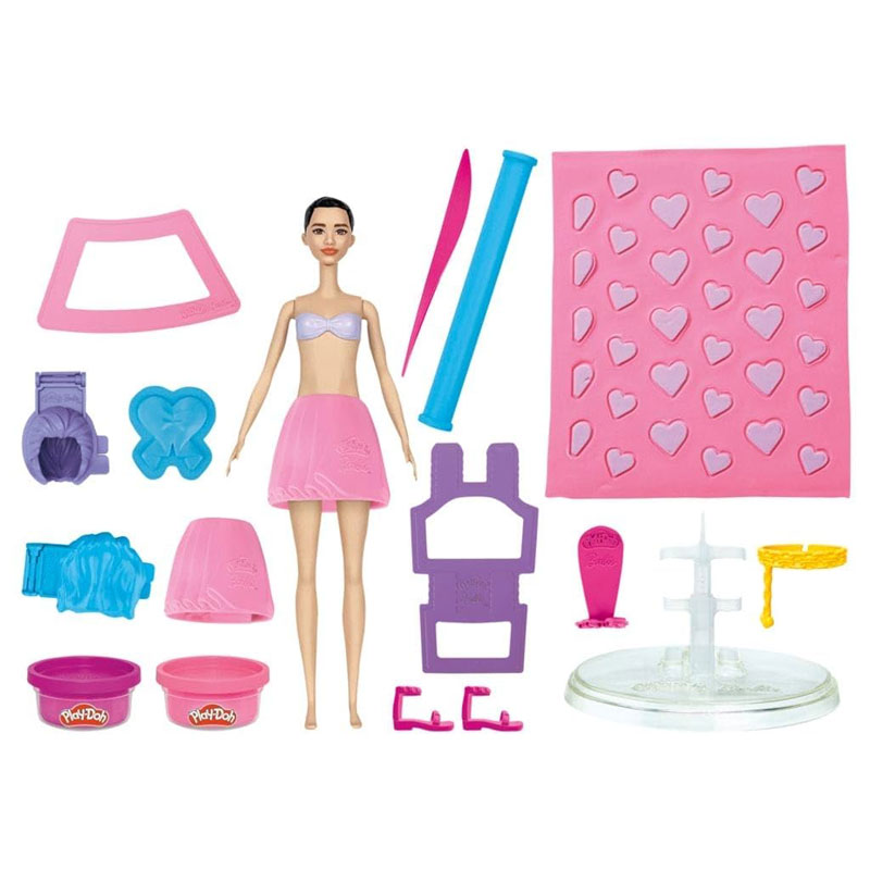 Hasbro Play-Doh Barbie Designer Hearts and Hair Doll 30cm Set