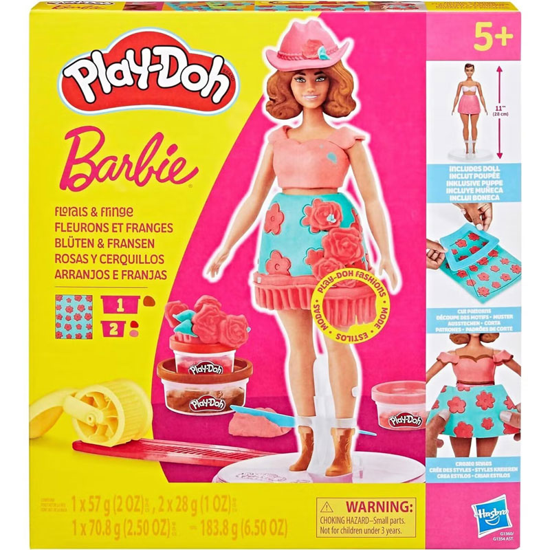 Hasbro Play-Doh Barbie Designer Florals & Fringe Doll 30cm Set