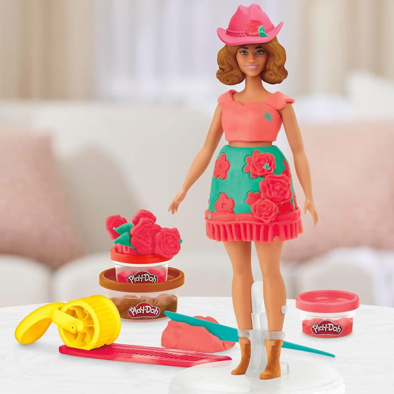 Hasbro Play-Doh Barbie Designer Florals & Fringe Doll 30cm Set