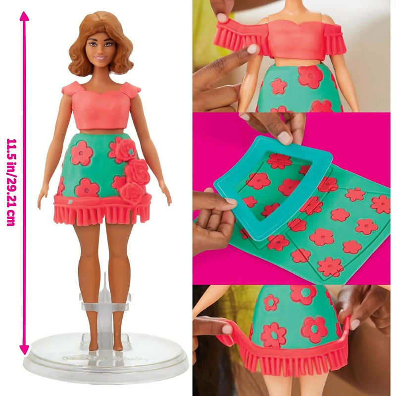 Hasbro Play-Doh Barbie Designer Florals & Fringe Doll 30cm Set