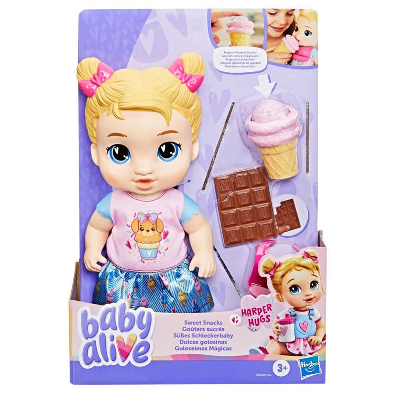 Hasbro Baby Alive Sweet Snacks Harper Hugs Baby Doll G1449