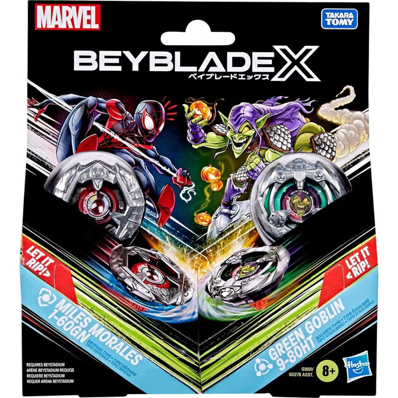 Hasbro Beyblade X Marvel Collab Multipack Miles Morales 1-60GN vs Green Goblin 9-80HT