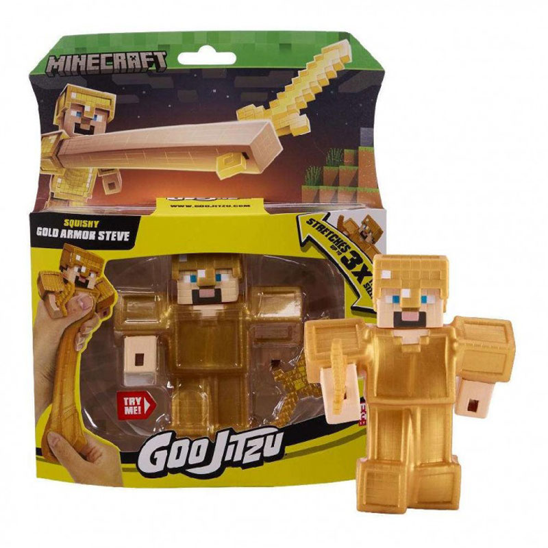 Giochi Preziosi Goo Jit Zu Stretchy Φιγούρα Minecraft 12cm Gold Armor Steve
