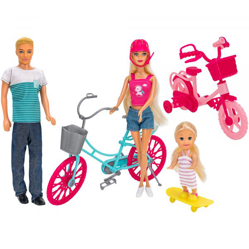 Globo Fashion dolls 3pcs Οικογένεια Olly Κούκλες με ποδήλατο 40845