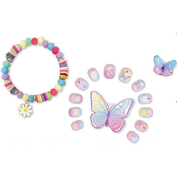 Hot Focus Dazzle Nails Butterfly Σετ Νυχιών Stick on Nails με κοσμήματα HF016TB