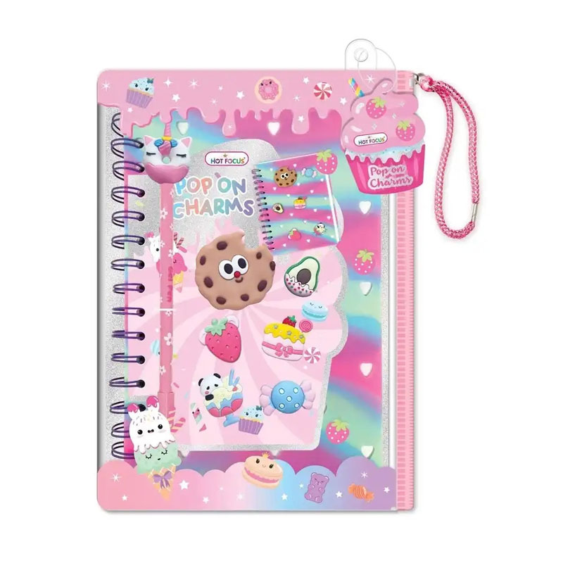 Hot Focus Trendy Writting Fun Sweets Pop on Charms Journal Set HF240SW