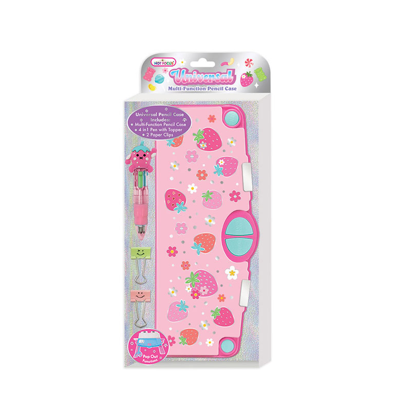 Hot Focus Multi-fuction Pencil Case Πολυλειτουργική Κασετίνα Μολυβιών Universal Strawberry HF296SB